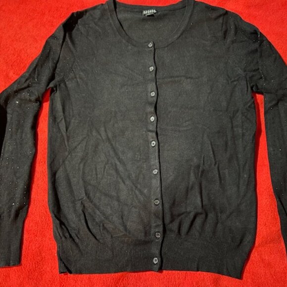George Black Button-Up Cardigan Sweater Women’s Size L (12-14) Glitter Sleeves L - Picture 4 of 8
